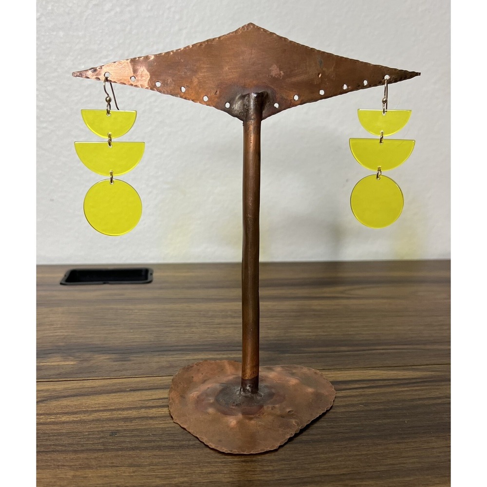 Modern Plastic Statement Earrings Translucent Jello yellow Retro